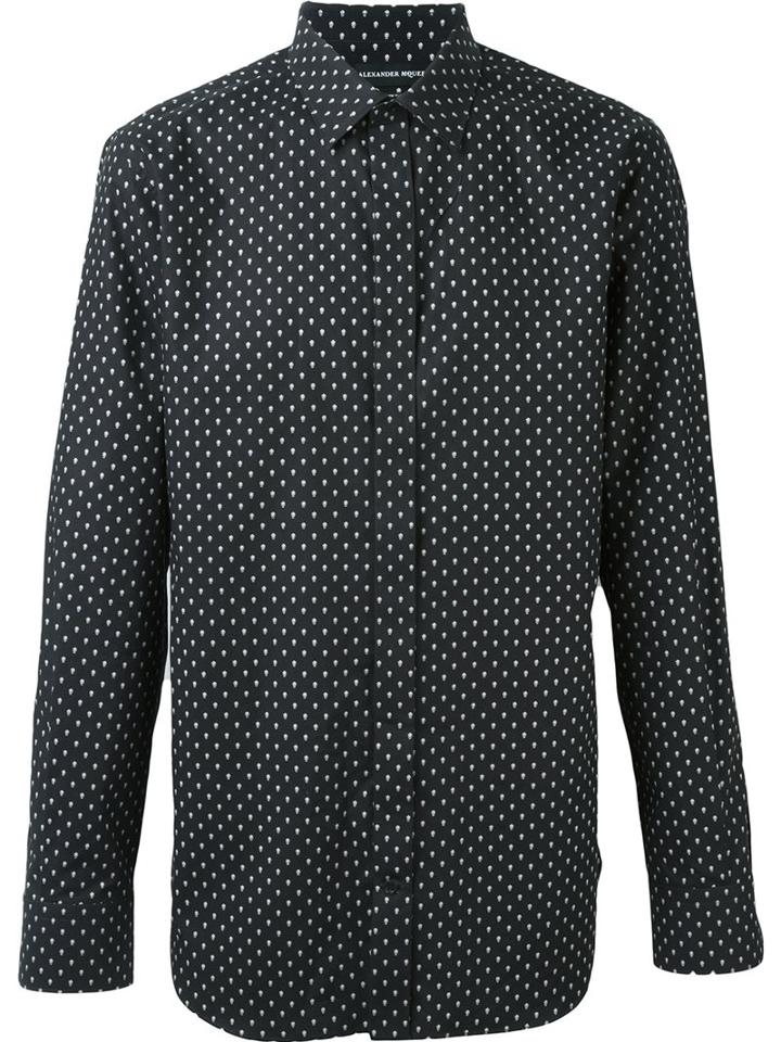 Alexander Mcqueen Skull Print Shirt, Men's, Size: 41, Black, Cotton