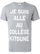 Maison Kitsuné Quote Print T-shirt, Men's, Size: Medium, Grey, Cotton