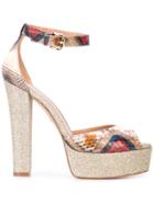 Madison. Maison Snakeskin Effect Platform Sandals - Gold