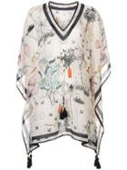 Tory Burch Floral Print Beach Kaftan - White