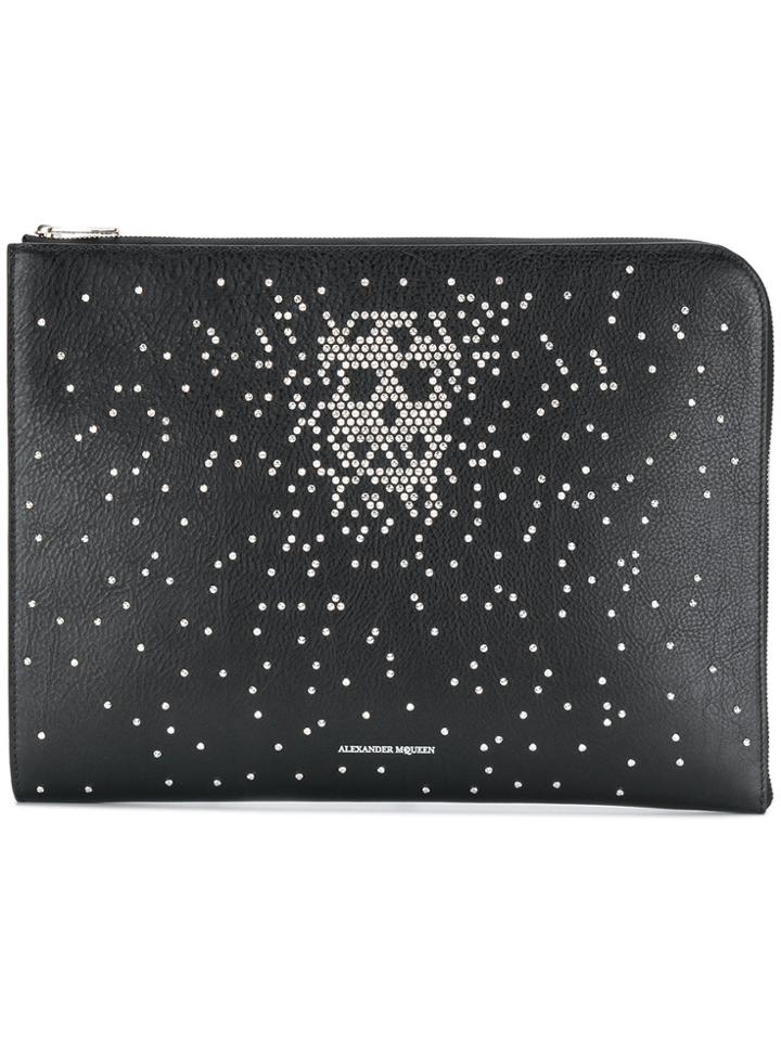 Alexander Mcqueen Embellished Skull Clutch Bag - Black