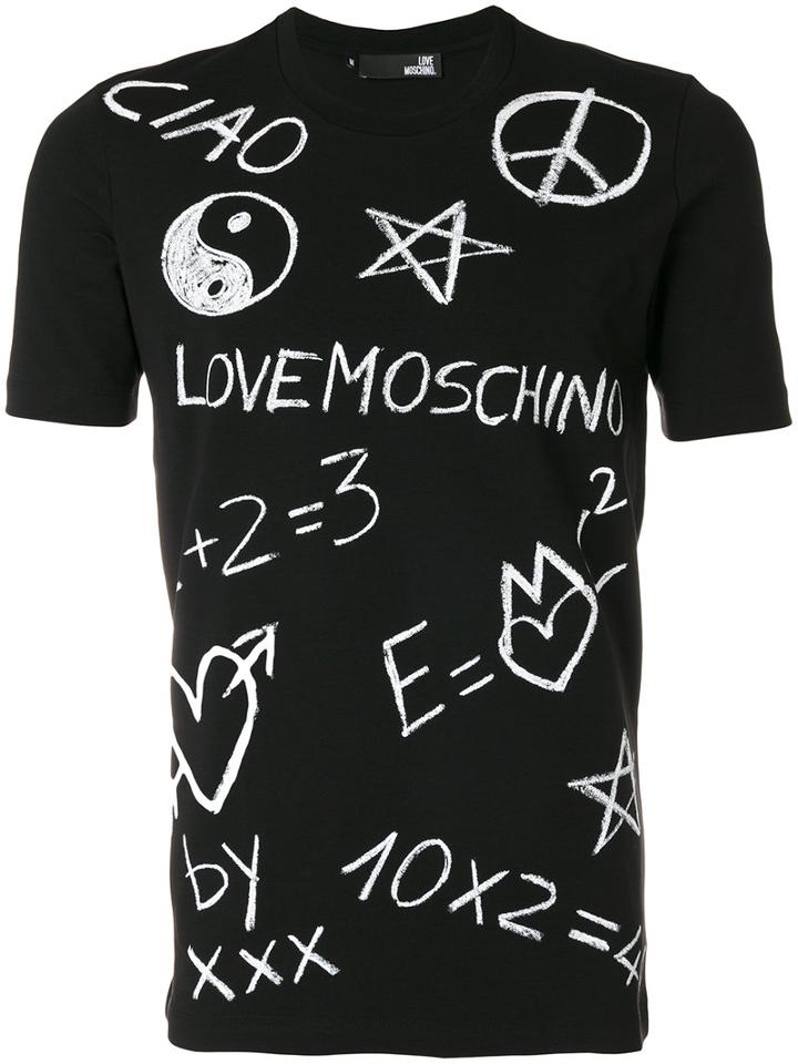 Love Moschino - Peace And Love Print T-shirt - Men - Cotton/spandex/elastane - Xl, Black, Cotton/spandex/elastane