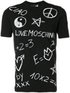 Love Moschino - Peace And Love Print T-shirt - Men - Cotton/spandex/elastane - Xl, Black, Cotton/spandex/elastane