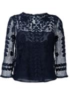 Red Valentino Embroidered Mesh Blouse