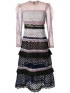 Self-portrait Embroidered Layered Dress - Multicolour