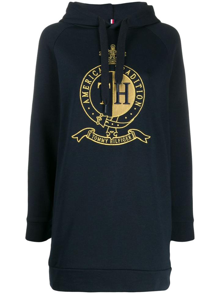 Tommy Hilfiger Longline Two Tone Hoodie - Blue