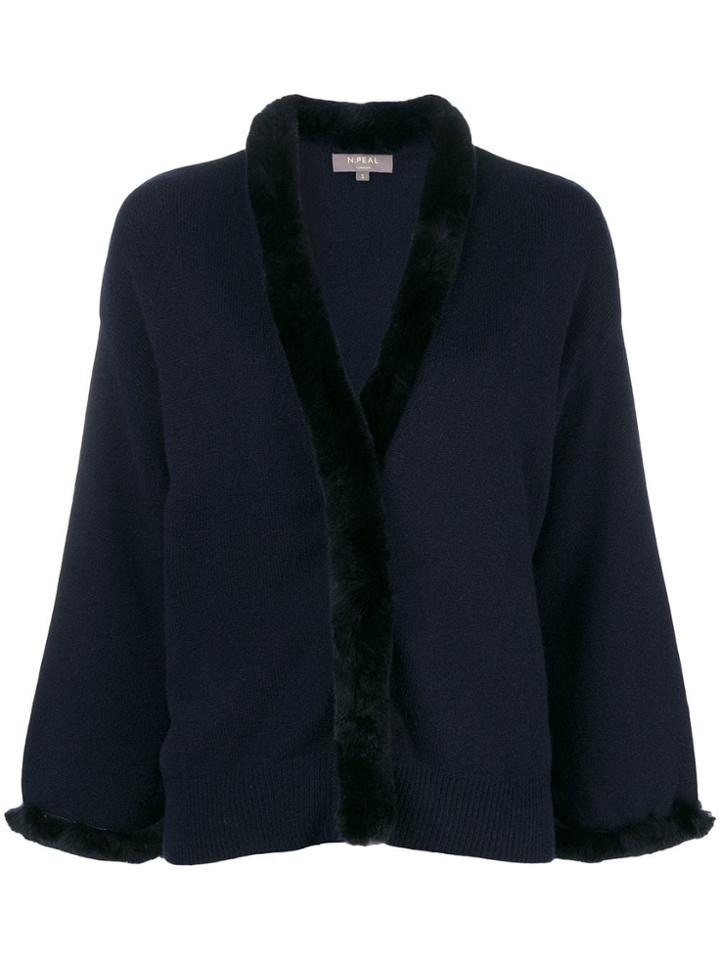 N.peal Fur Trim Cardigan - Blue