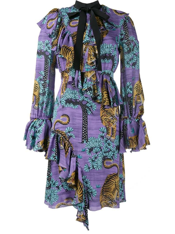 Gucci Bengal Tiger Print Dress - Pink & Purple