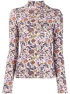 See By Chloé Floral Print Turtleneck Top - White