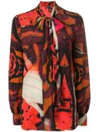 Alexander Mcqueen Printed Tie Neck Blouse - Red