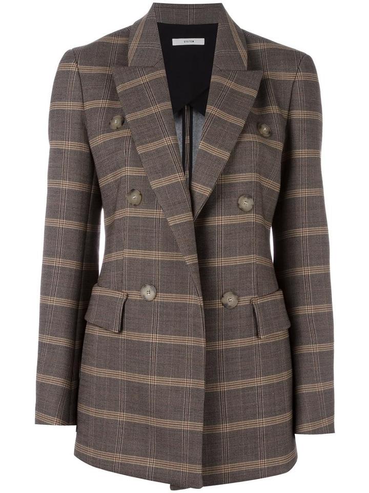 System Striped Blazer, Women's, Size: Medium, Brown, Polyester/polyurethane/wool