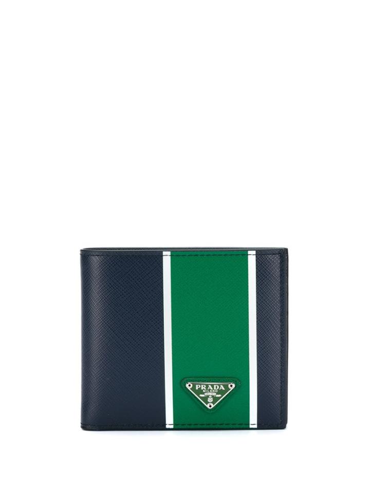 Prada Stripe Logo Wallet - Blue