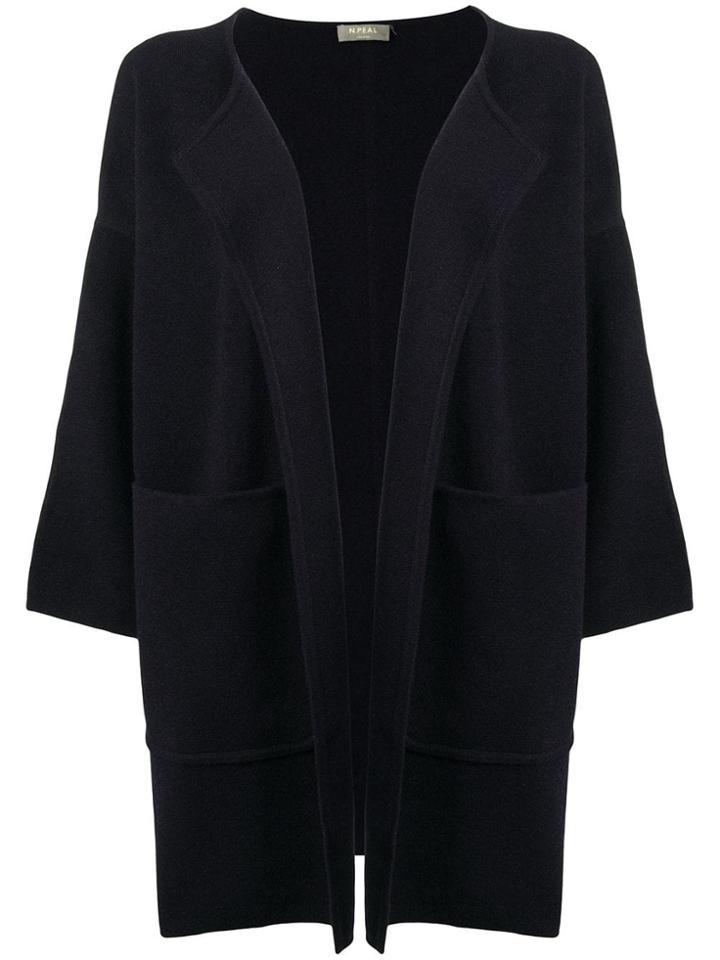 N.peal Milano Open Front Cardigan - Blue