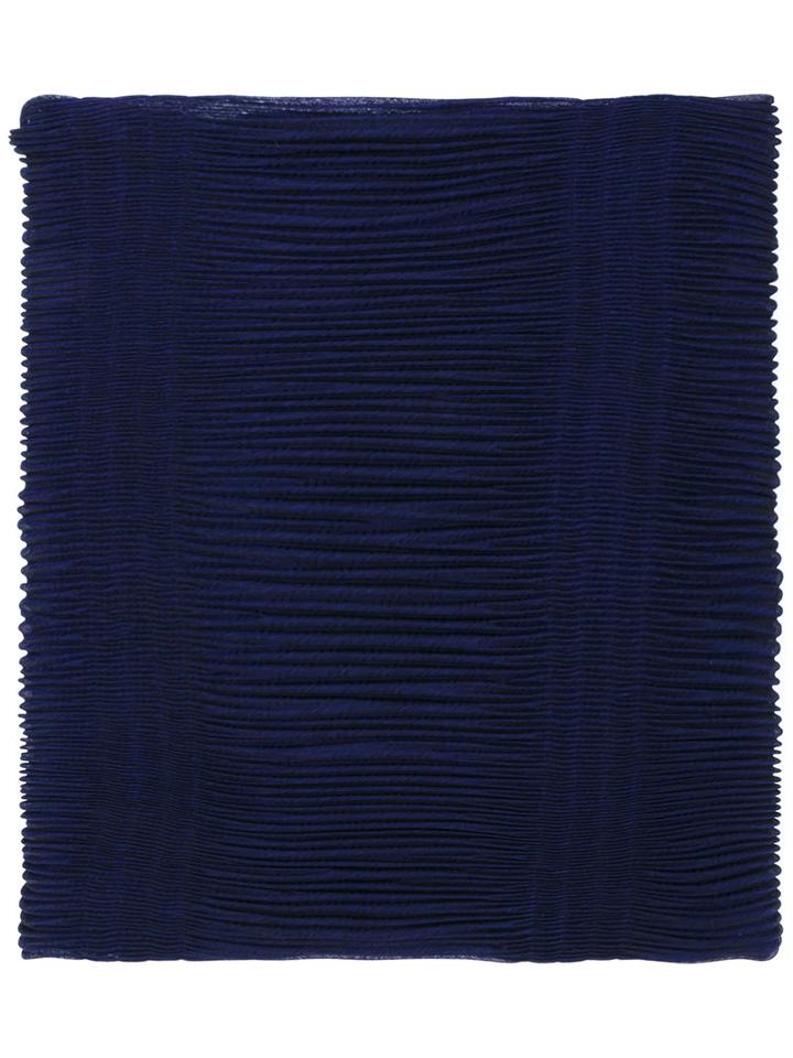 Armani Collezioni - Pleated Scarf - Women - Polyester - One Size, Blue, Polyester