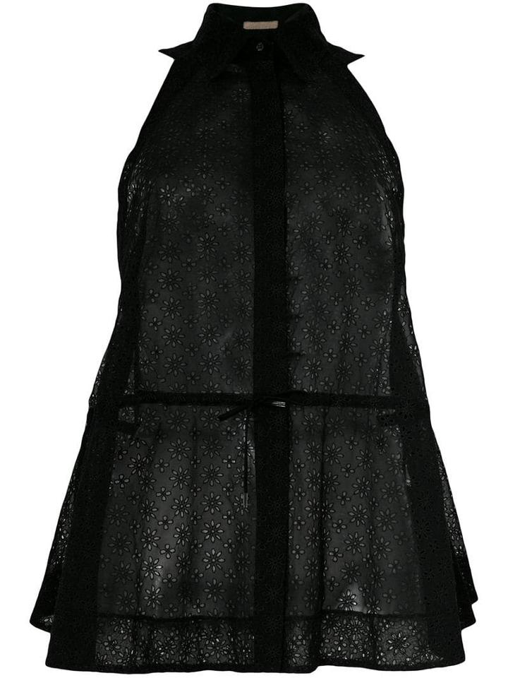 Alaïa Pre-owned Sheer Drawstring Sleeveless Shirt - Black