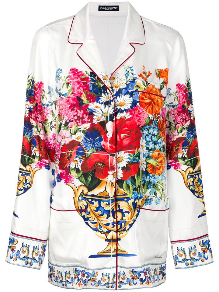 Dolce & Gabbana - Flower Print Pajama Shirt - Women - Silk - 42, Silk