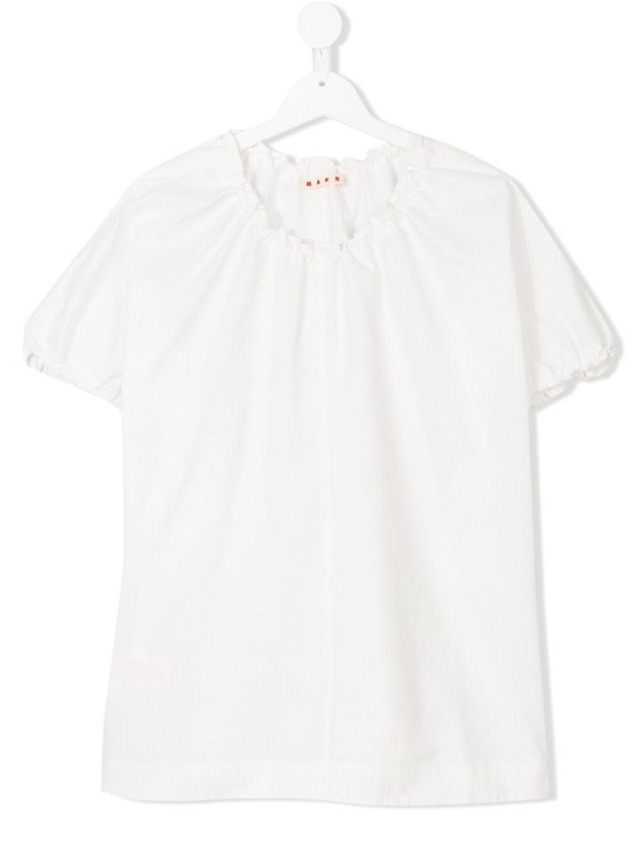 Marni Kids Ruffled Trim Blouse - White