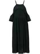 Semicouture Cold Shoulder Flared Dress - Black