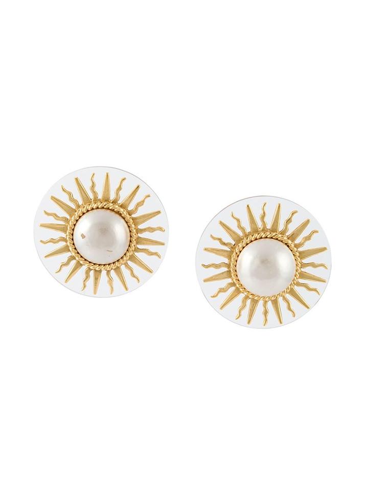 Chanel Vintage Sun Clip-on Earrings, Women's, Metallic