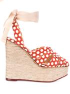 Charlotte Olympia Polka Dot High Heel Wedges - Red