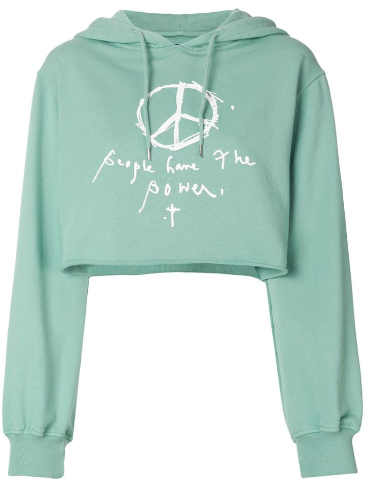 Department 5 Slogan Print Cropped Hoodie - Green
