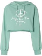 Department 5 Slogan Print Cropped Hoodie - Green