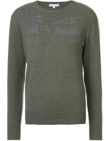 Lingua Franca Quote Embroidered Sweater - Green