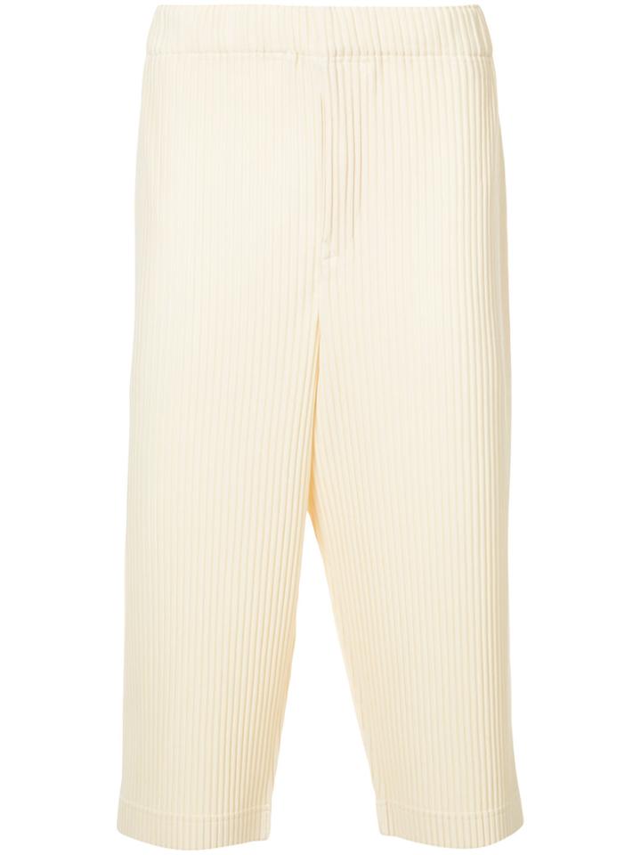 Homme Plissé Issey Miyake Cropped Ribbed Trousers - Yellow & Orange