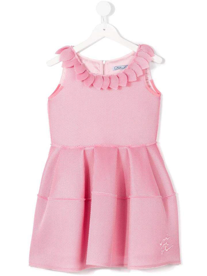 Mi Mi Sol - Mesh Flared Dress - Kids - Polyester/acetate/pbt Elite - 8 Yrs, Pink/purple
