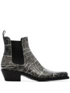 Calvin Klein 205w39nyc Grained Printed Western Boots - Grey