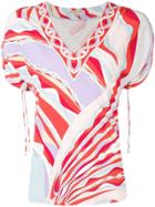 Emilio Pucci Burle Print Ruched Short Sleeved Top - Pink