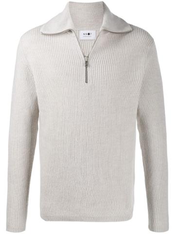 Nn07 Holger Half Zip Jumper - Neutrals
