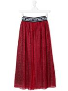 Balmain Kids Glitter Pleated Skirt - Red