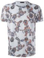 Etro Floral Print T-shirt, Men's, Size: Small, Grey, Cotton