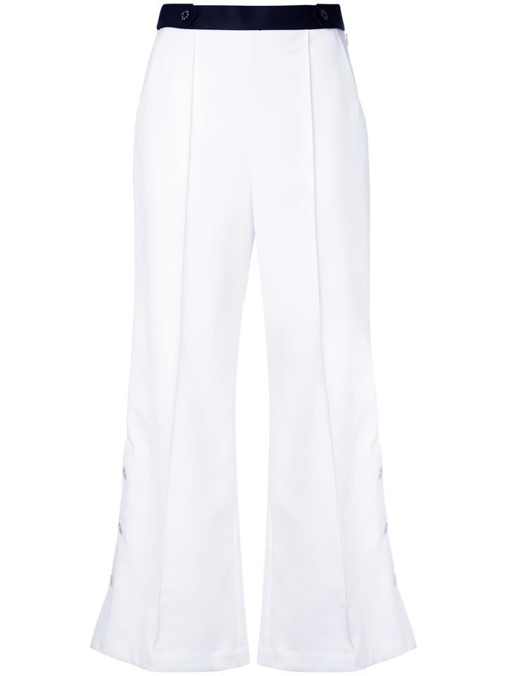 Loveless - Flared Button Trousers - Women - Polyester - 7, White, Polyester