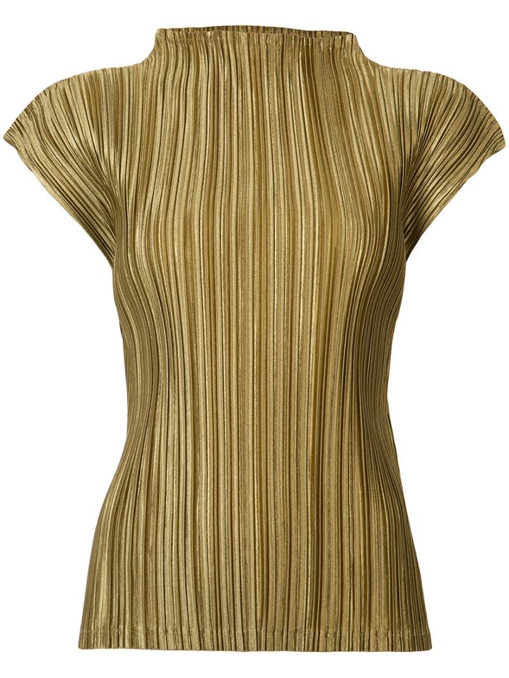 Pleats Please By Issey Miyake Short-sleeved Top, Women's, Size: 3, Grey, Polyester