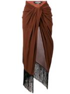 Jacquemus Asymmetric Wrap Front Skirt - Brown