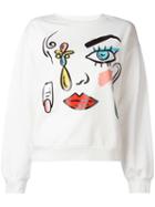 Boutique Moschino Face Print Sweatshirt, Women's, Size: 44, Nude/neutrals, Cotton