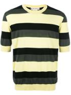 Marni Striped Short Sleeve Jumper, Men's, Size: 48, Yellow/orange, Cotton