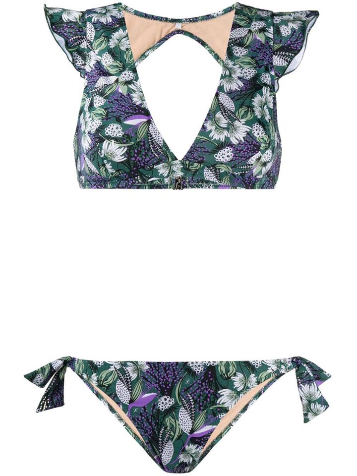 Emmanuela Swimwear Ioanna Printed Ruffle Bikini - Green