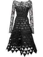 Oscar De La Renta Bateau Neck Embellished A-line Dress - Black