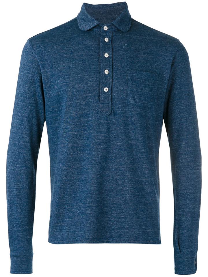 Doppiaa Half-placket Collar Shirt, Men's, Size: Large, Blue, Cotton/polyester/viscose