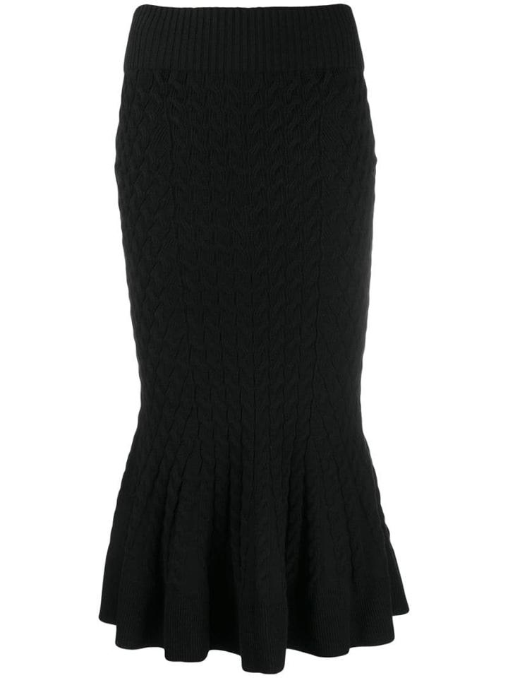 Alexander Mcqueen Flared Hem Knitted Skirt - Black