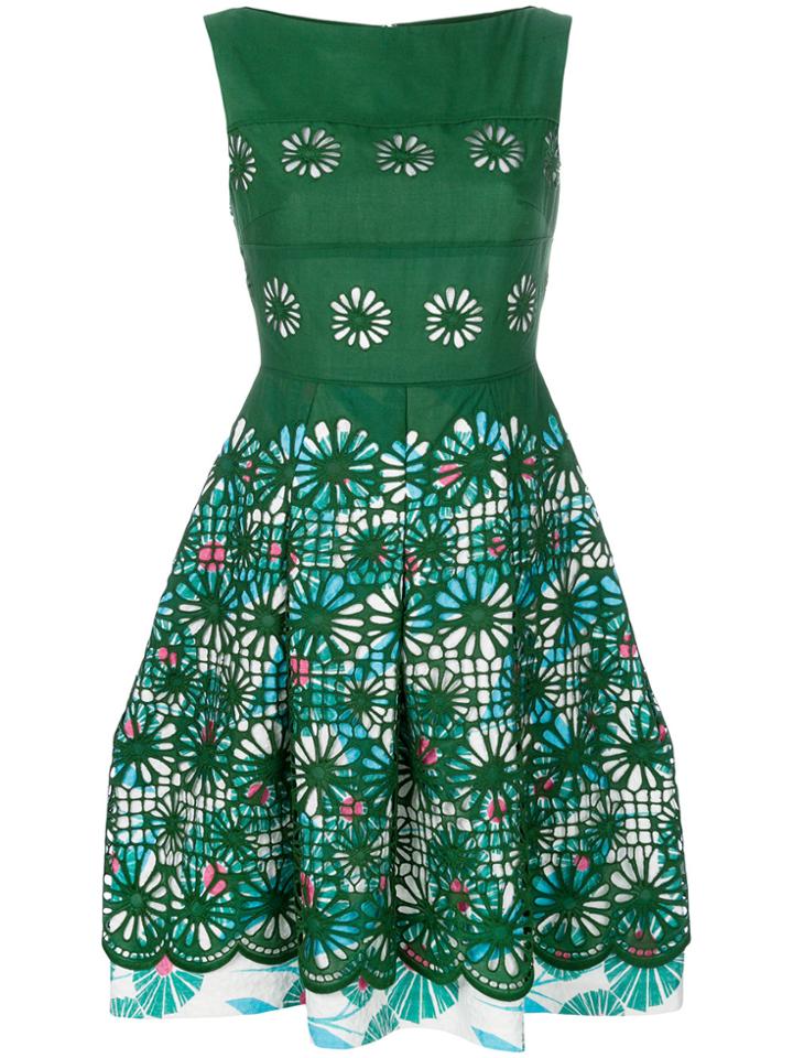 Talbot Runhof Daisy Eyelet Dress - Green