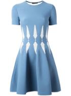 Alexander Mcqueen Intarsia Skater Dress, Women's, Size: Xxs, Blue, Viscose/polyester/polyamide/spandex/elastane