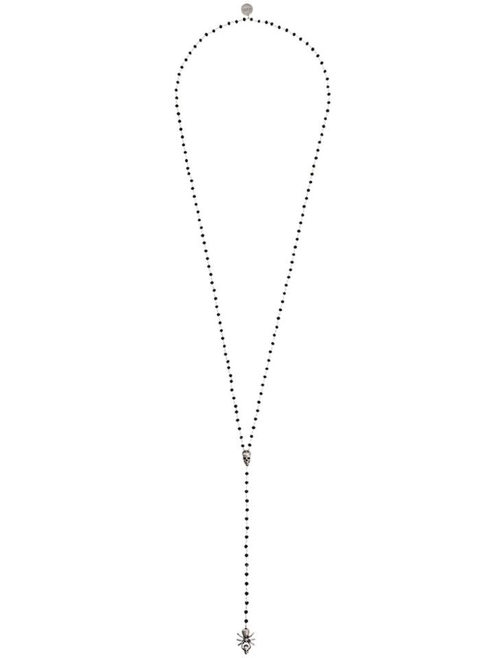 Alexander Mcqueen Crystal Embellished Skull Necklace - Black