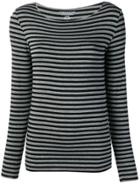 Majestic Filatures Striped Long Sleeve Top - Grey