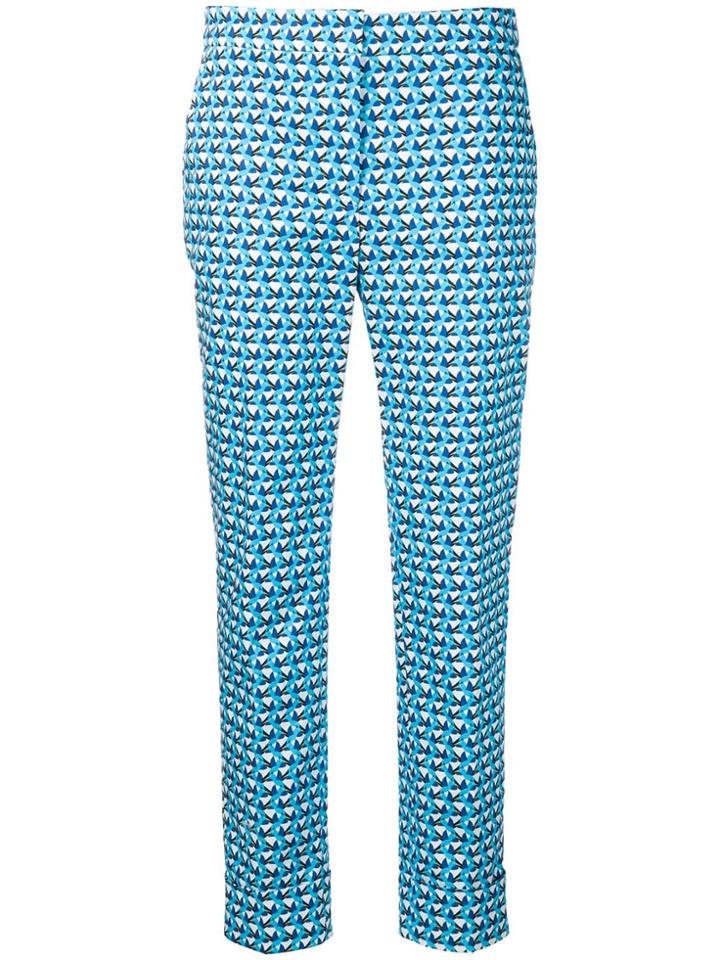 Pt01 Hummingbird Pattern Cropped Trousers - Blue