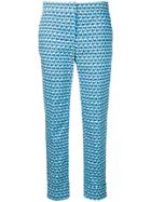 Pt01 Hummingbird Pattern Cropped Trousers - Blue