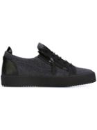Giuseppe Zanotti Design Frankie Low-top Sneakers, Men's, Size: 40, Blue, Leather/polyester/rubber